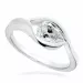 Bred droppe vit zirkon ring i rhodinerat silver