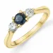 safir briljantring i 14  karat guld 0,28 ct 0,45 ct