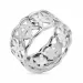 bred blommor ring i silver