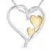 hjärta halsband i silver med hängen i silver med 8 karat guld