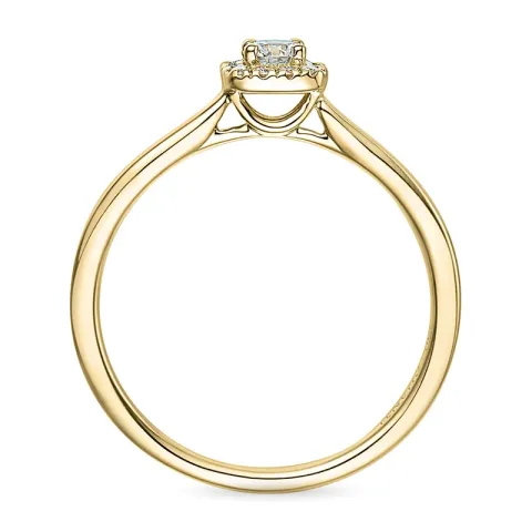 fyrkantigt diamant ring i 14  karat guld 0,15 ct 0,06 ct