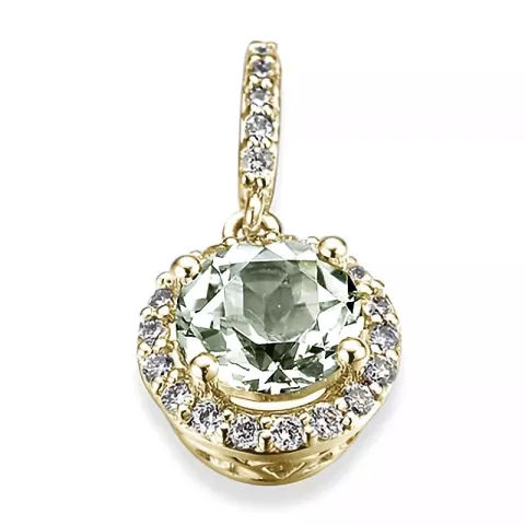 grön ametist diamantberlocker i 14  carat guld 0,80 ct 0,13 ct