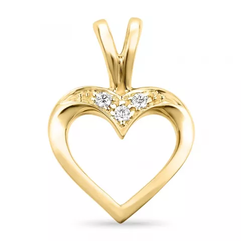 hjärta diamant hängen i 14  carat guld 0,02 ct