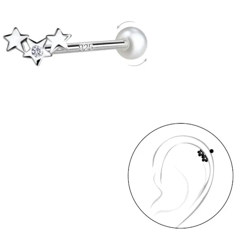 stjärna zirkon helix piercing i silver