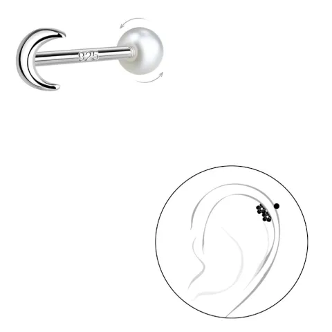 måne helix piercing i silver