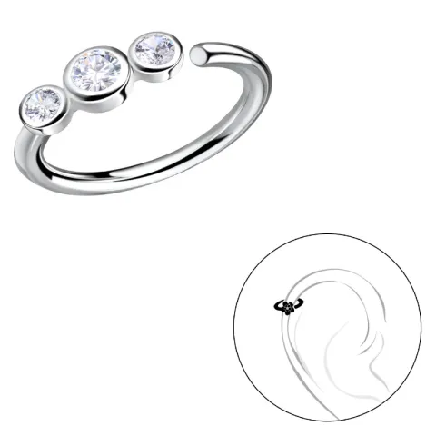 11 mm zirkon helix piercing i silver