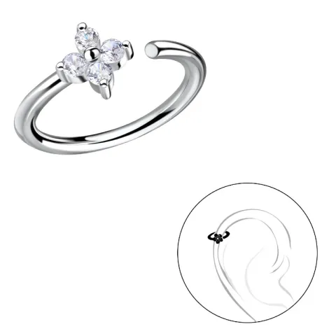 11 mm blommor zirkon helix piercing i silver