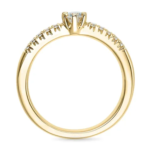 diamant guldring i 14  karat guld 0,18 ct 0,12 ct