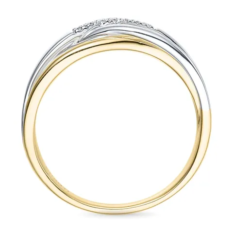 abstrakt diamant ring i 14  karat guld- och vitguld 0,045 ct