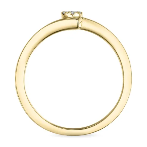 smal abstrakt diamantring i 14  karat guld 0,03 ct