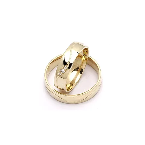 5 mm diamant vigselsringar i 9 karat guld 0,008 ct og 0,02 ct - set