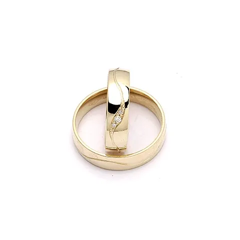 5 mm diamant vigselsringar i 9 karat guld 0,008 ct og 0,02 ct - set