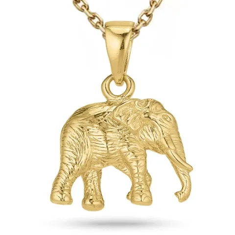 elefant halsband i förgyllt silver med hängen i förgyllt silver