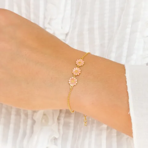 prästkrage rosa armband i förgyllt silver