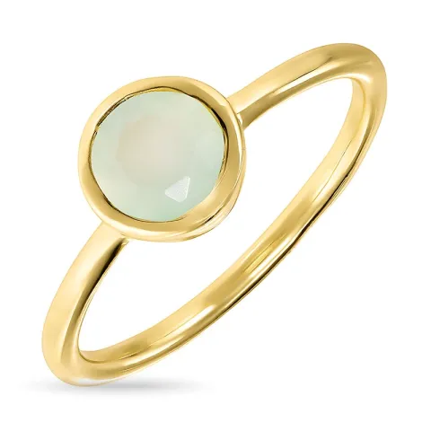 rund prehnite ring i förgyllt silver