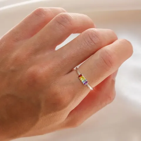 multifärgat zirkon ring i silver