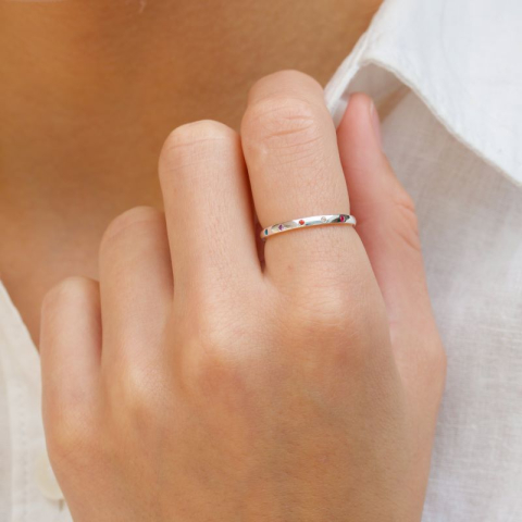 multifärgat zirkon ring i silver