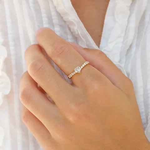 zirkon ring i förgyllt silver