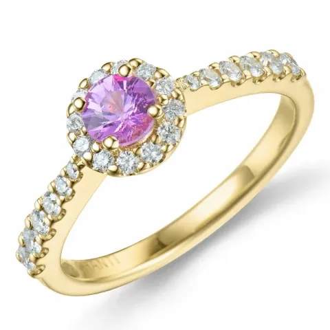 Kollektionsprov rosa safir diamantring i 14  karat guld 0.41 ct 0,314 ct