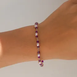 Lila pärla armband i rhodinerat silver