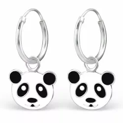 12 mm panda creoler örhängen i silver