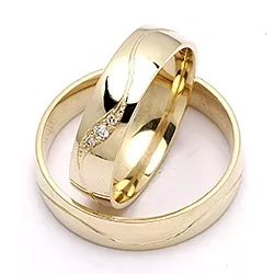 5 mm diamant vigselsringar i 9 karat guld 0,008 ct og 0,02 ct - set