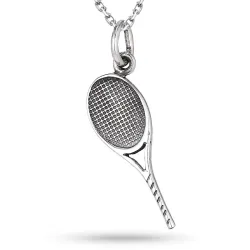 tennisracket halsband i silver med hängen i silver